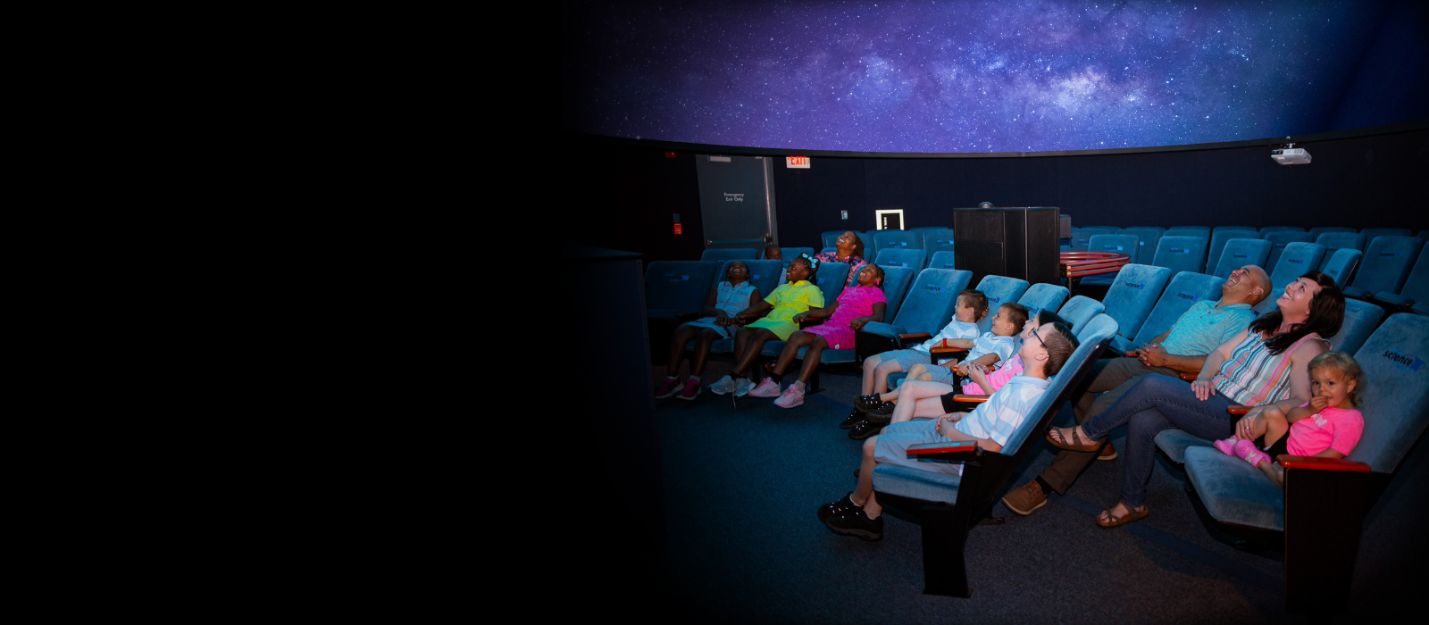 Planetarium dome with star projection show